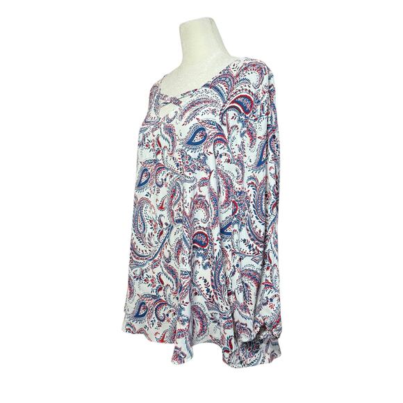 Chicos Cutout Blouse Women 4 Plus Size Paisley Flowy Americana Career Office Top - Picture 3 of 11